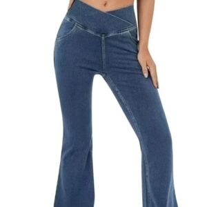 Denim Print Flare Leggings